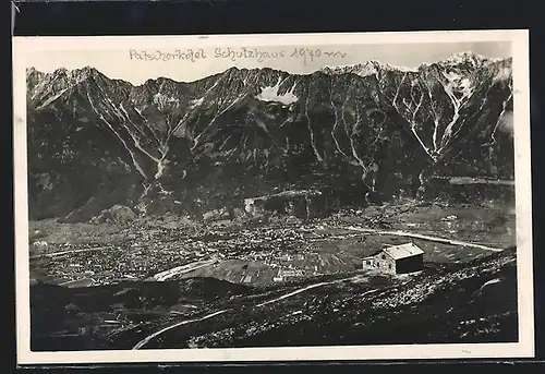 AK Patscherkofel Schutz-Haus, Berghütte mit Panorama