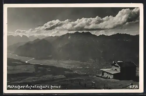 AK Patscherkofelschutzhaus, Berghütte mit Panorama