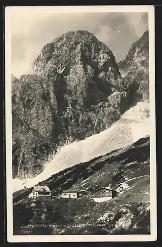 AK Gruttenhütte, Berghütte mit grossem Treffauer