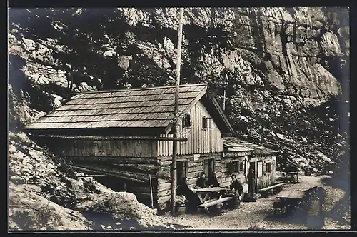 AK Tiergartenhütte, Ansicht der Berghütte