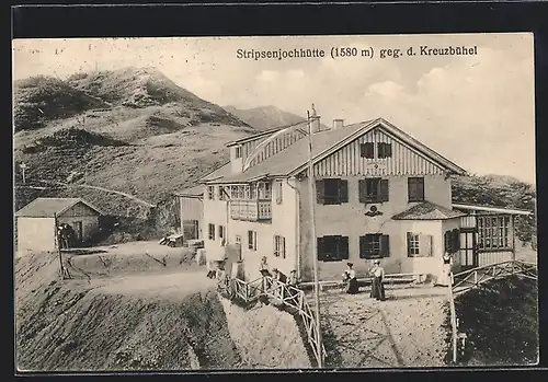 AK Stripsenjochhütte, Berghütte gegen den Kreuzbühel