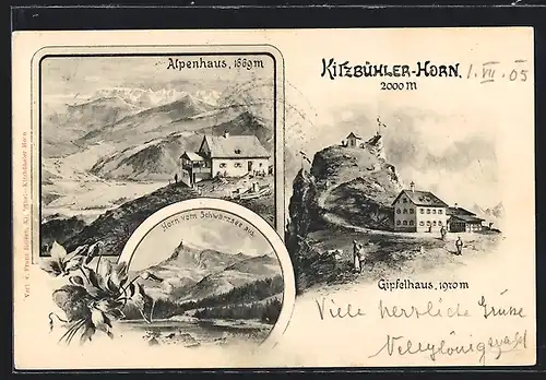 AK Gipfelhaus auf dem Kitzbühler-Horn, Alpenhaus, Horn vom Schwarzsee