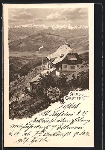 AK Gruttenhütte, Berghütte mit Panorama