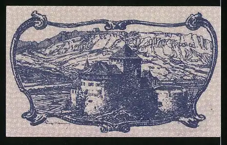 Notgeld Liechtenstein, 20 Heller, Wappen, Burg