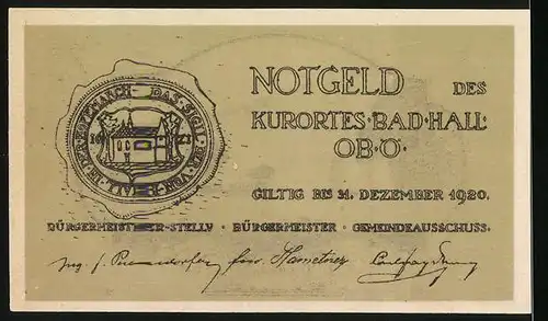 Notgeld Bad Hall 1920, 75 Heller, Kurhaus