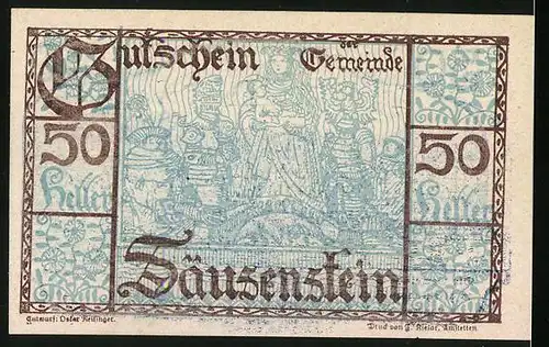 Notgeld Säusenstein 1920, 50 Heller, Ortsansicht