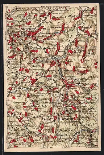 AK Lengenfeld / Vogtl., Wona-Karte der Region um den Ort
