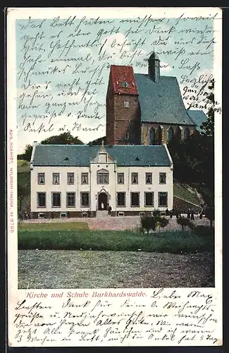 AK Burkhardswalde / Meissen, Kirche und Schule