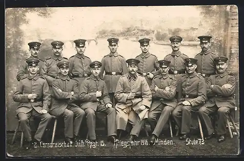 Foto-AK Minden / Westf., 2. Corporalschaft Infanterie-Regiment 15 im Jahr 1916