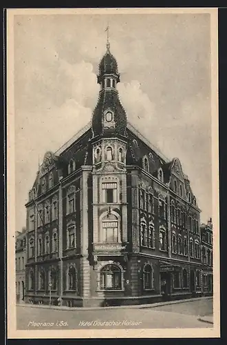 AK Meerane / Sachsen, Strassenpartie am Hotel Deutscher Kaiser