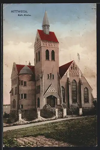 AK Mittweida, Kath. Kirche mit Garten