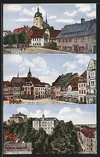 AK Mittweida, Markt, Technikum, Auto