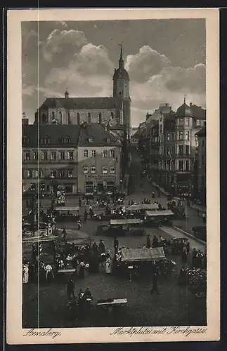 AK Annaberg / Erzg., Marktplatz mit Kirchgasse