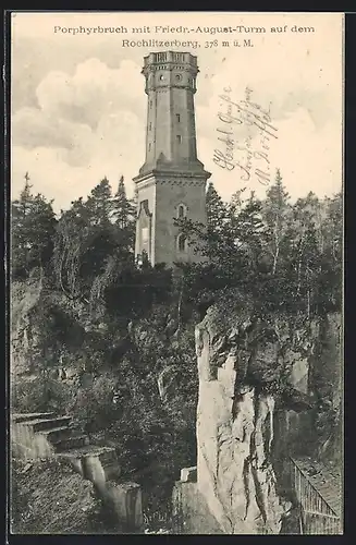 AK Rochlitz, Rochlitzerberg, Porphyrbruch mit Friedr.-August-Turm