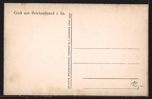 AK Reichenbrand i. Sa., Material-, Papier- u. Schreibwarenhandlung Malz, Kirche, Gasthof