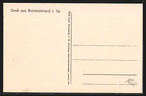 AK Reichenbrand, Schreibwarenhandlung Rich. Malz, Kirche, Gasthof