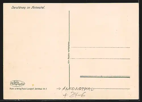 AK Antonsthal, Unwetterkatastrophe 6. Juli 1931