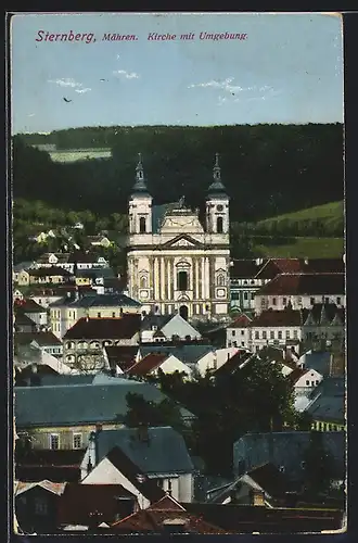 AK Sternberg /Mähren, Kirche mit Umgebung