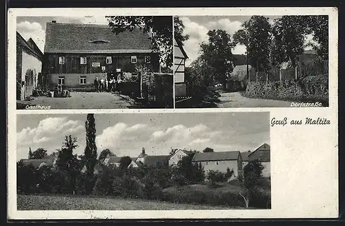 AK Maltitz, Gasthaus, Dorfstrasse, Ortspartie