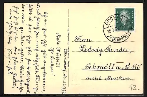 AK Wernsdorf / Erzgeb., Ortsansicht, Schule, Rittergut