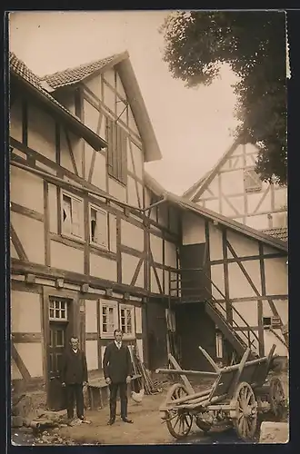 Foto-AK Heinebach, Fachwerk-Gehöft 1915