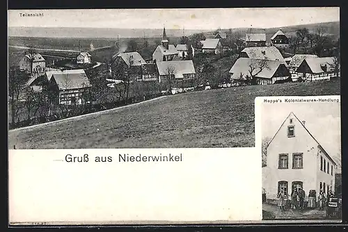 AK Niederwinkel, Hoppes Kolonialwaren-Handlung, Teilansicht