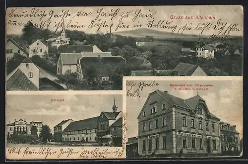 AK Altenhain /Grimma, Restaurant zum Bürgergarten, Rittergut, Teilansicht