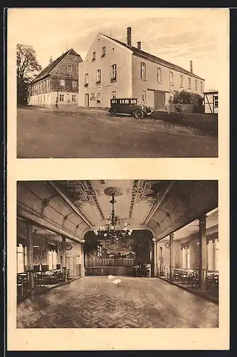 AK Zschoppach, Gasthof zu den drei Linden, Innenansicht