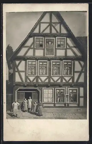 Foto-AK Adelebsen, Fachwerk-Altstadt-Haus 1910