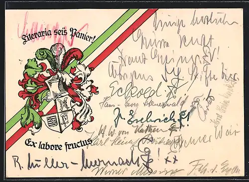 Künstler-AK Studentenwappen der Literaria