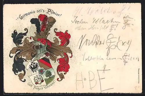 Künstler-AK Studentenwappen der Germania
