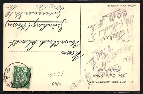 Künstler-AK Calw, Studentenwappen der Alemannia