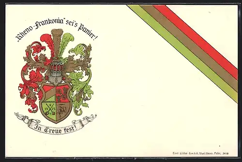 Künstler-AK Mainz a. Rhein, Studentenwappen der Rheno-Frankonia
