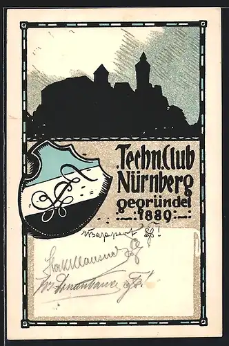 Künstler-AK Nürnberg, Studentenwappen des Techn. Club