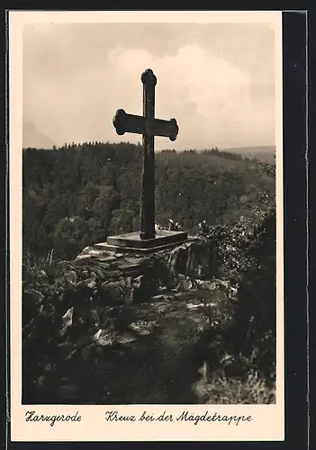 AK Harzgerode, Kreuz bei der Mägdetrappe