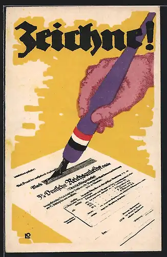 AK Zeichne Kriegsanleihe!, Füller mit deutschen Farben