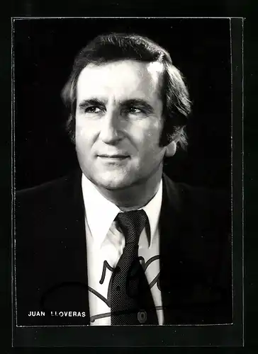 AK Opernsänger Juan Lloveras im Anzug, mit original Autograph