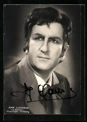 AK Opernsänger Juan Lloveras in La Boheme, mit original Autograph
