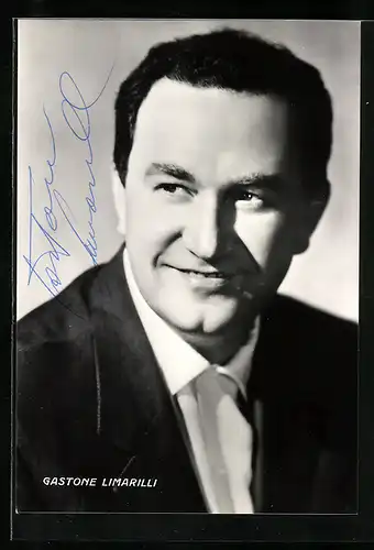 AK Opernsänger Gastone Limarilli im Anzug, mit original Autograph