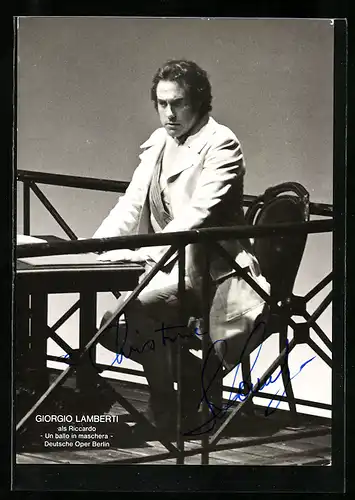 AK Opernsänger Giorgio Lamberti in Un ballo in maschera, mit original Autograph