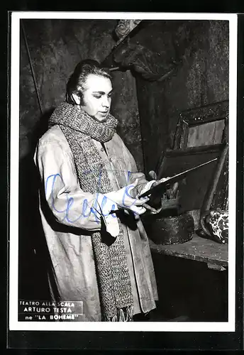 AK Opernsänger Arturo Testa in La Boheme, original Autograph