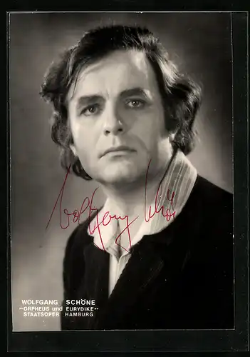 AK Opernsänger Wolfgang Schöne in Orpheus und Eurydike, original Autograph