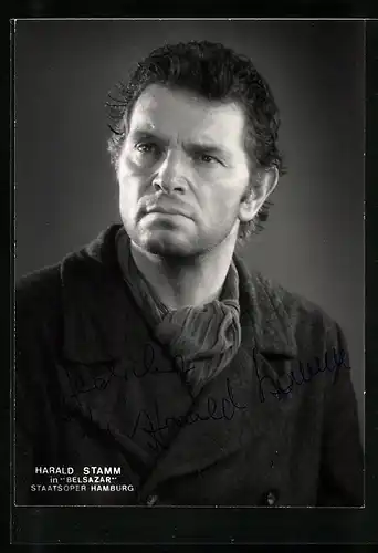 AK Opernsänger Harald Stamm in Belsazar, original Autograph