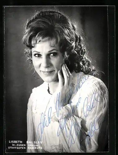 AK Opernsängerin Lisbeth Balslev in Eugen Onegin, original Autograph