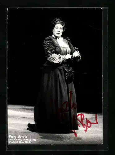 AK Opernsängerin Kaja Borris in Falstaff, original Autograph