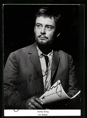 AK Opernsänger James King auf der Bühne, mit original Autograph