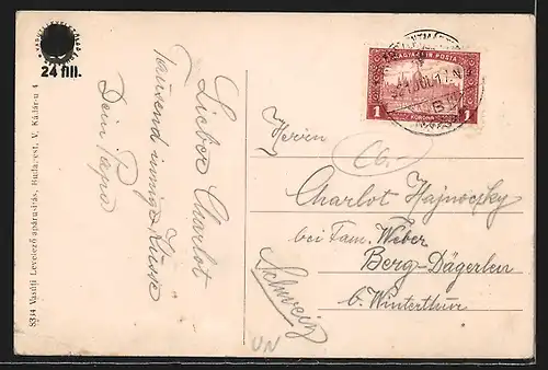 AK Györ, Strassenpartie mit Wohnhäusern