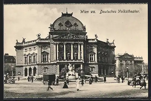 AK Wien, Deutsches Volkstheater mit Denkmal