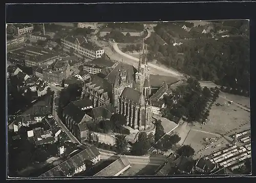 AK Erfurt, Dom und Severikirche aus der Vogelschau