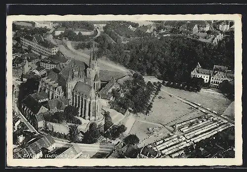 AK Erfurt, Erfurter Dom, Luftbild-Aufnahme